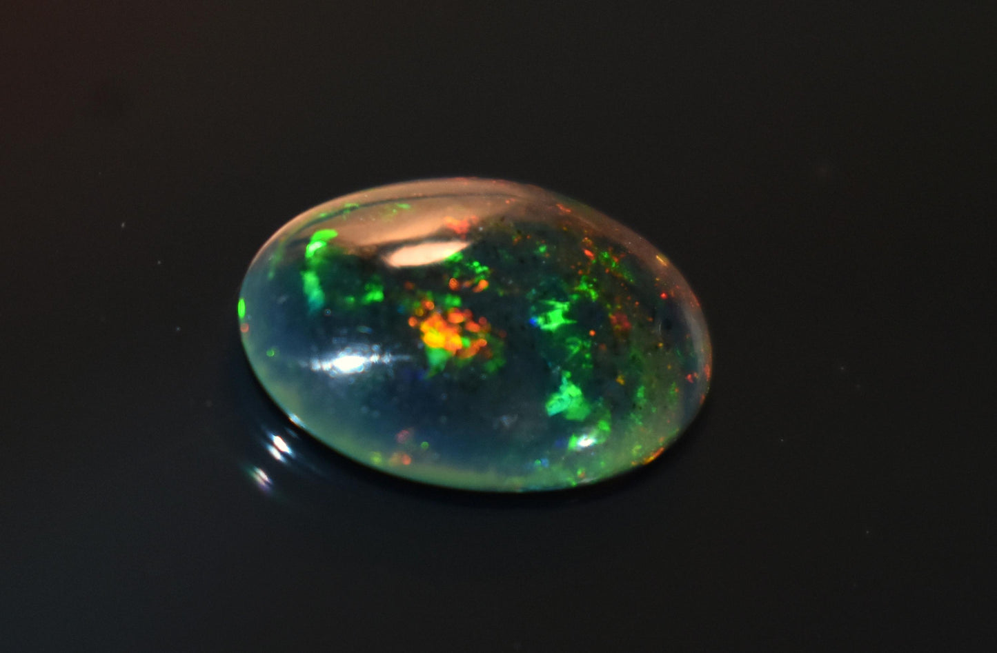 Opal, Natural Black Ethiopian Opal, Welo Fire Oval Smooth Cabochon Loose Gemstone, 2.05 Ct, Size-10x14x3mm, For Jewelry Making,