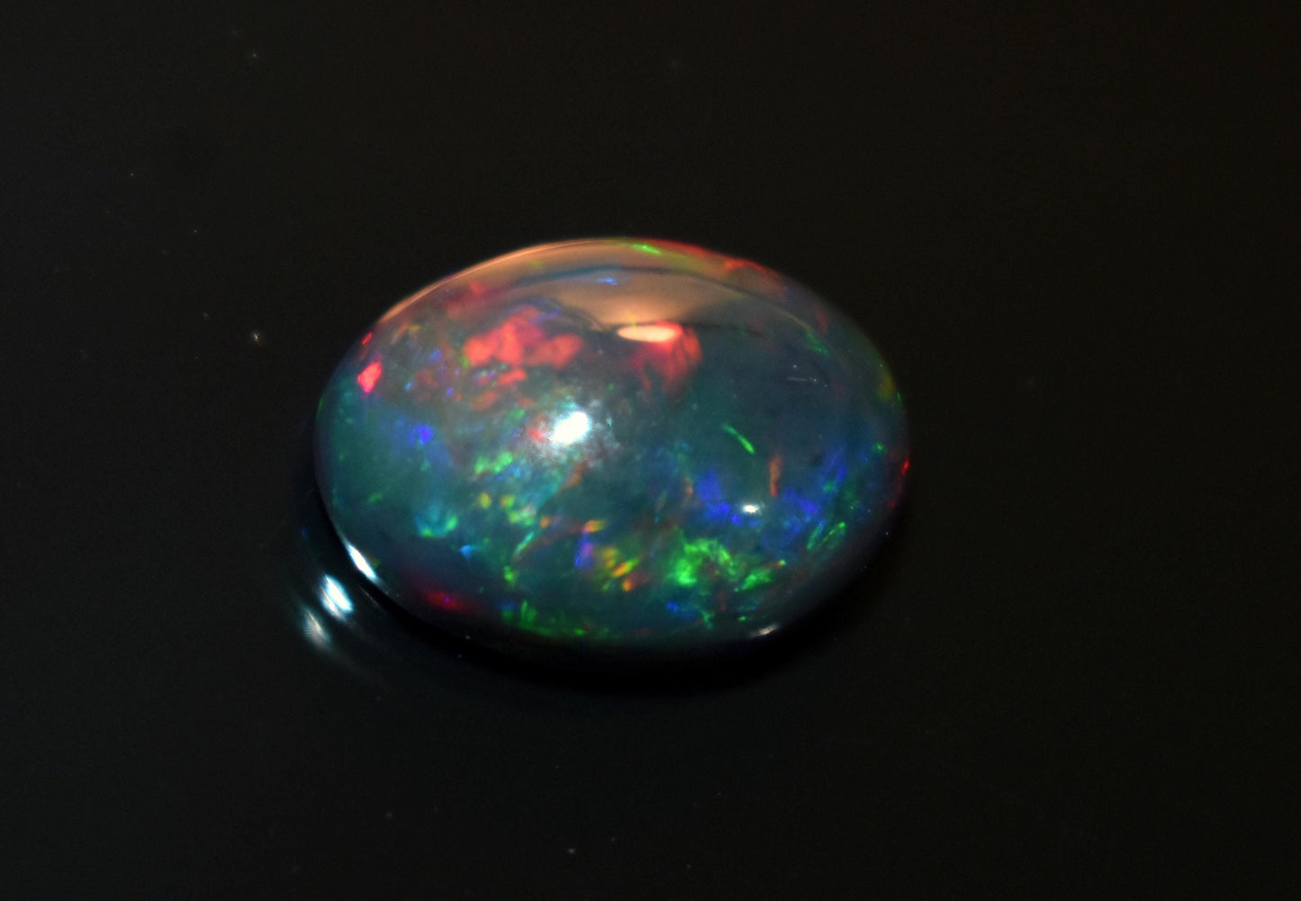 Opal, Natural Black Ethiopian Opal, Welo Fire Oval Smooth Cabochon Loose Gemstone, 3.20 Ct, Size-10x13.5x5.5mm, For Jewelry Making,