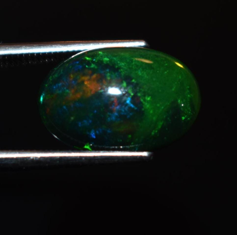 Opal, Natural Black Ethiopian Opal, Welo Fire Oval Smooth Cabochon Loose Gemstone, 2.85 Ct, Size-8.5x12.5x5mm, For Jewelry Making,