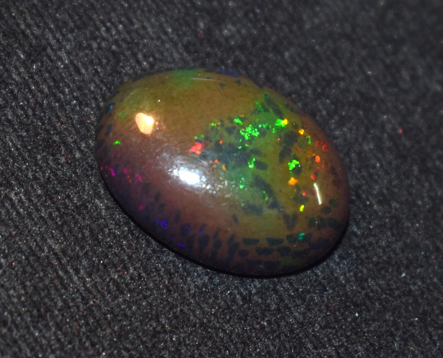 Opal, Natural Black Ethiopian Opal, Oval Welo Fire Cabochon Loose Gemstone, 15.20 Carat, Size-18x25x7.5mm, For Jewelry Making,