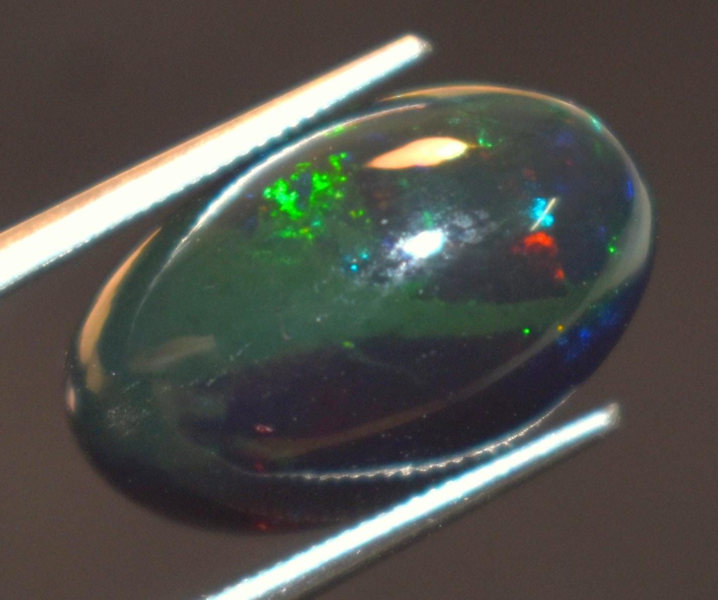 Opal, Natural Black Ethiopian Opal, Oval Welo Fire Cabochon Loose Gemstone, 5.30 Carat, Size-9.5x15.5x8mm, For Jewelry Making,