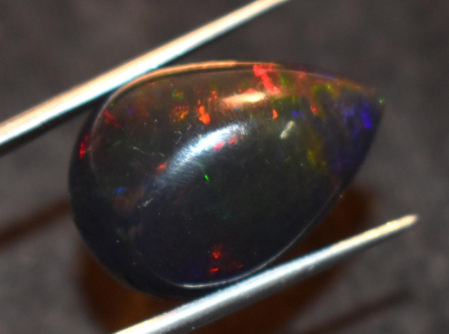 Opal, Natural Black Ethiopian Opal, Pear Welo Fire Cabochon Loose Gemstone, 13.50 Carat, Size-16x22.5x10mm, For Jewelry Making,