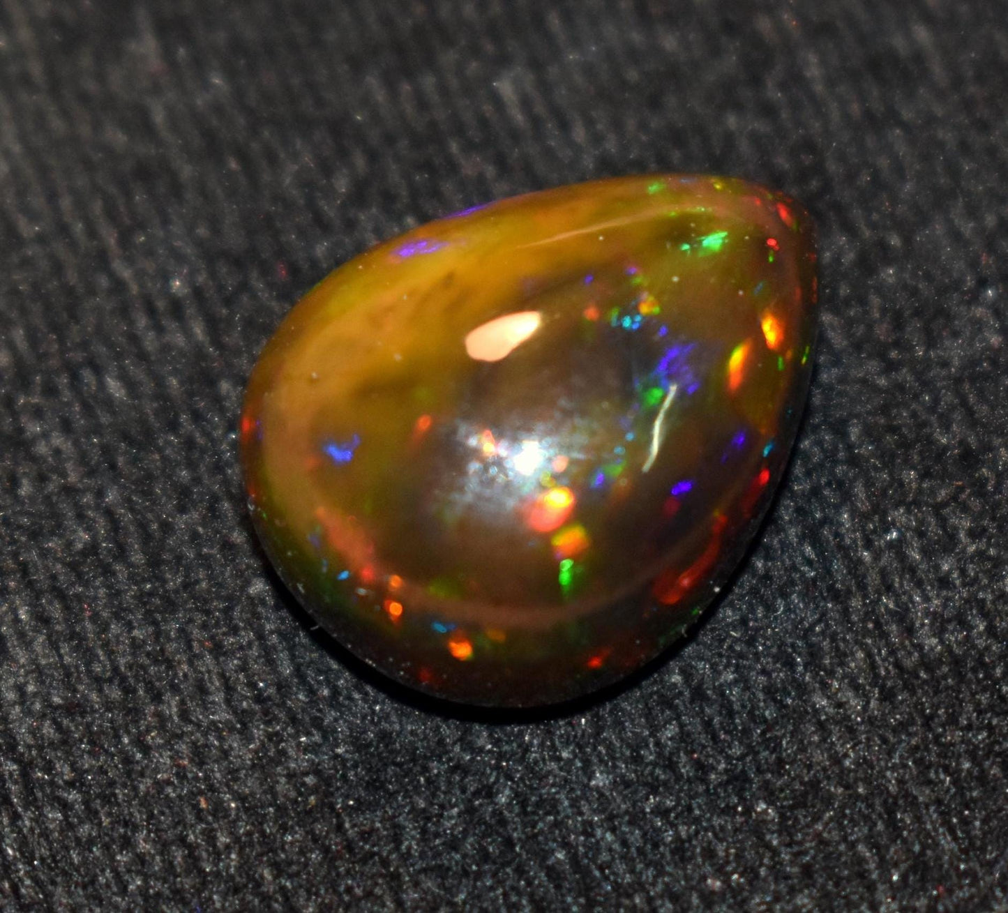 Opal, Natural Black Ethiopian Opal, Pear Welo Fire Cabochon Loose Gemstone, 16.90 Carat, Size-16.5x21x10.5mm, For Jewelry Making,