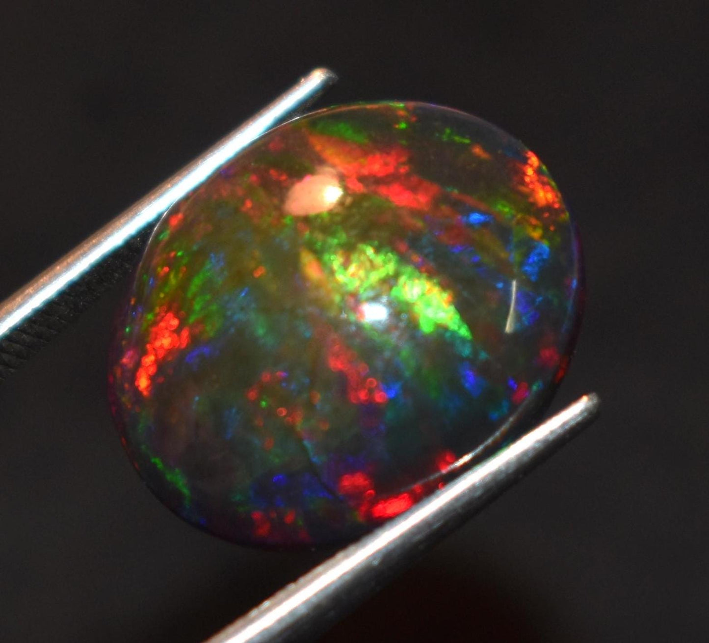 Opal, Natural Black Ethiopian Opal, Oval Welo Fire Cabochon Loose Gemstone, 6.90 Carat, Size-12x15.5x8mm, For Jewelry Making,