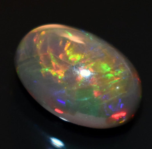 Opal, Natural Black Ethiopian Opal, Oval Welo Fire Cabochon Loose Gemstone, 2.90 Carat, Size-9.5x12.5x6mm, For Jewelry Making,