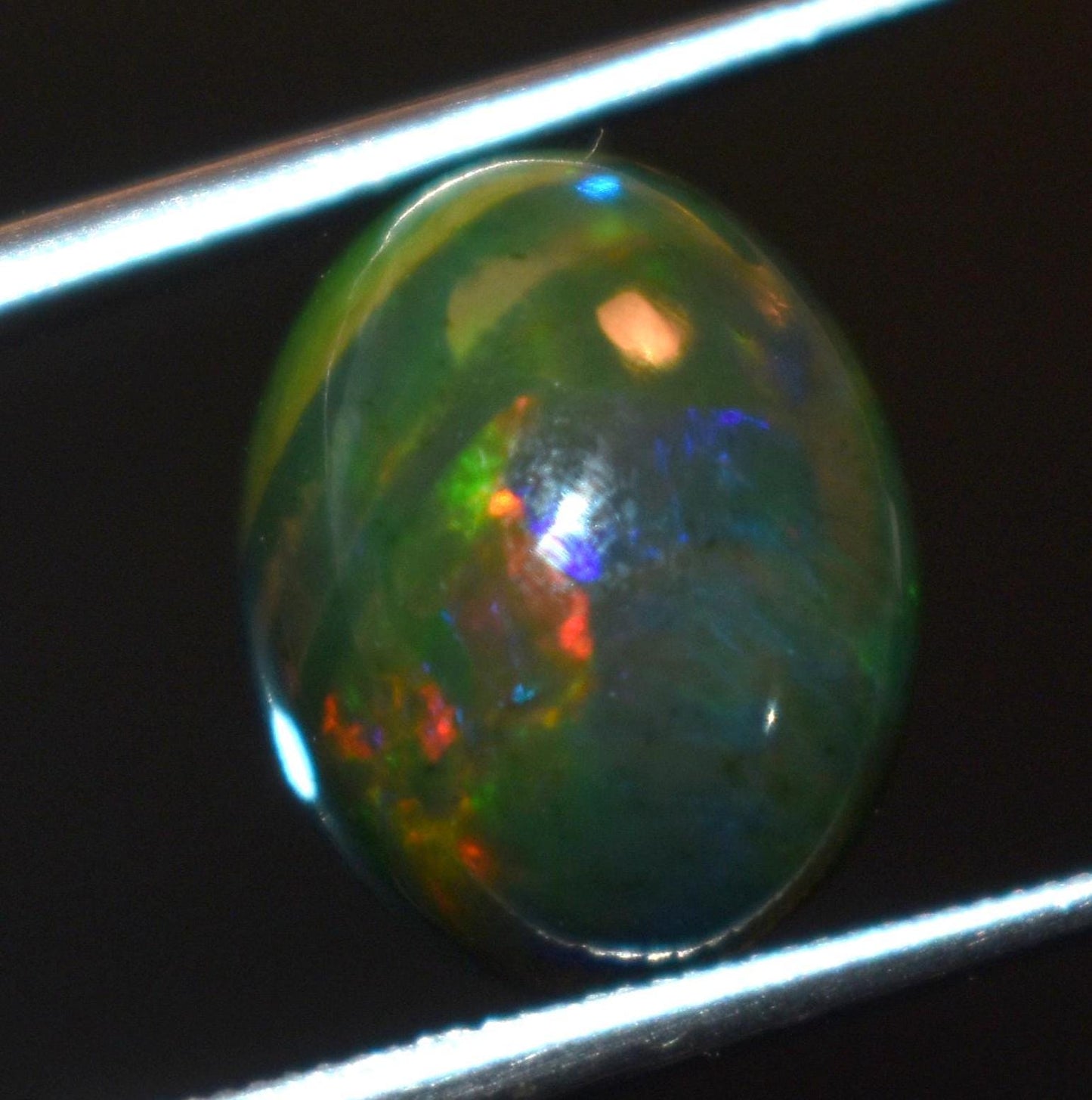 Opal, Natural Black Ethiopian Opal, Oval Welo Fire Cabochon Loose Gemstone, 3.00 Carat, Size-9.5x11.5x6mm, For Jewelry Making,