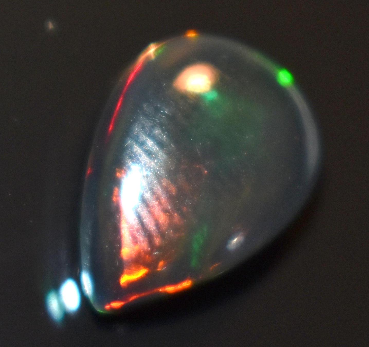 Opal, Natural Black Ethiopian Opal, Pear Welo Fire Cabochon Loose Gemstone, 2.20 Carat, Size-9x12.5x4mm, For Jewelry Making,