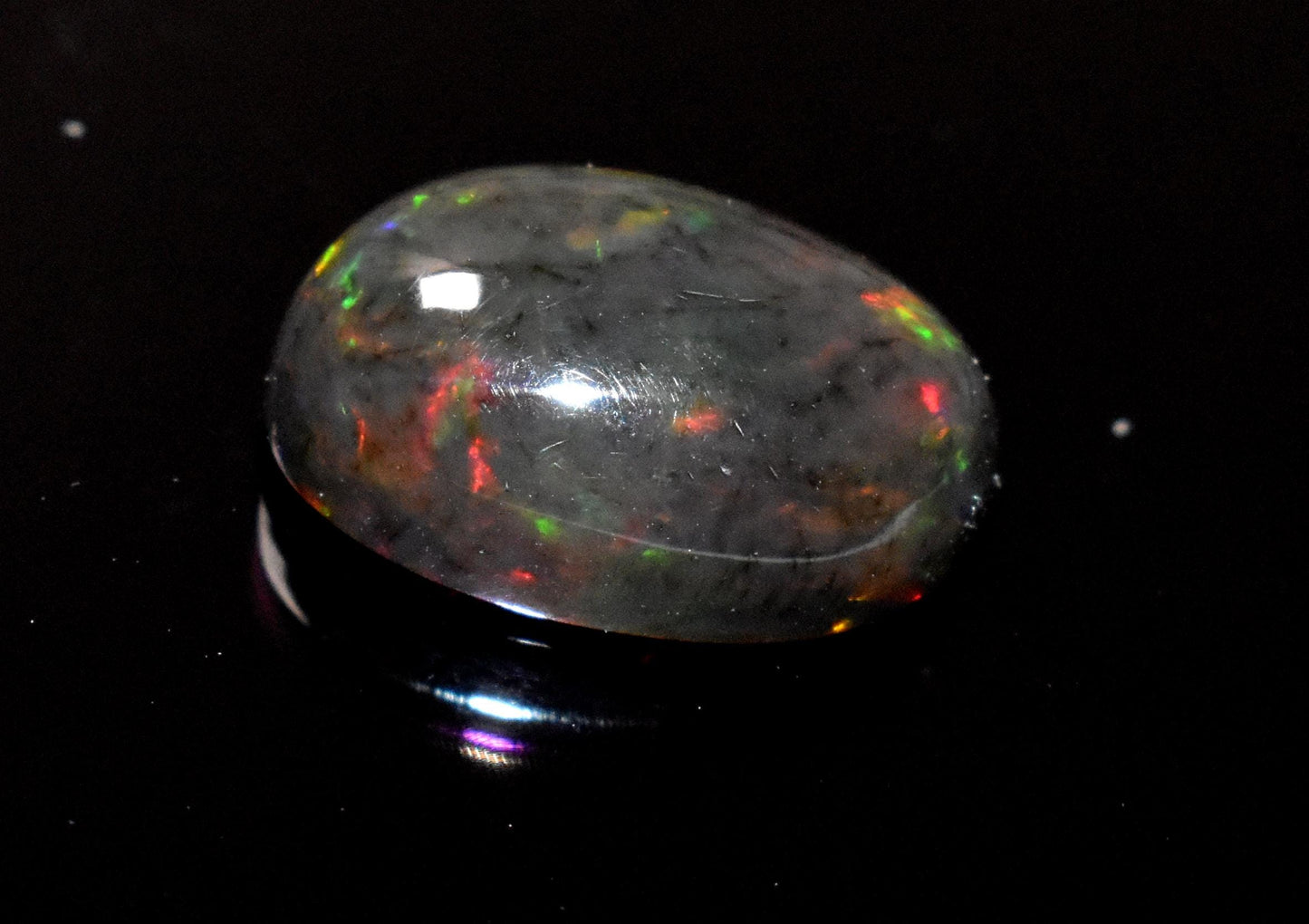 Opal, Natural Black Ethiopian Opal, Oval Welo Fire Cabochon Loose Gemstone, 4.25 Crt, Size-10x14.5x6mm, For Jewelry Making,