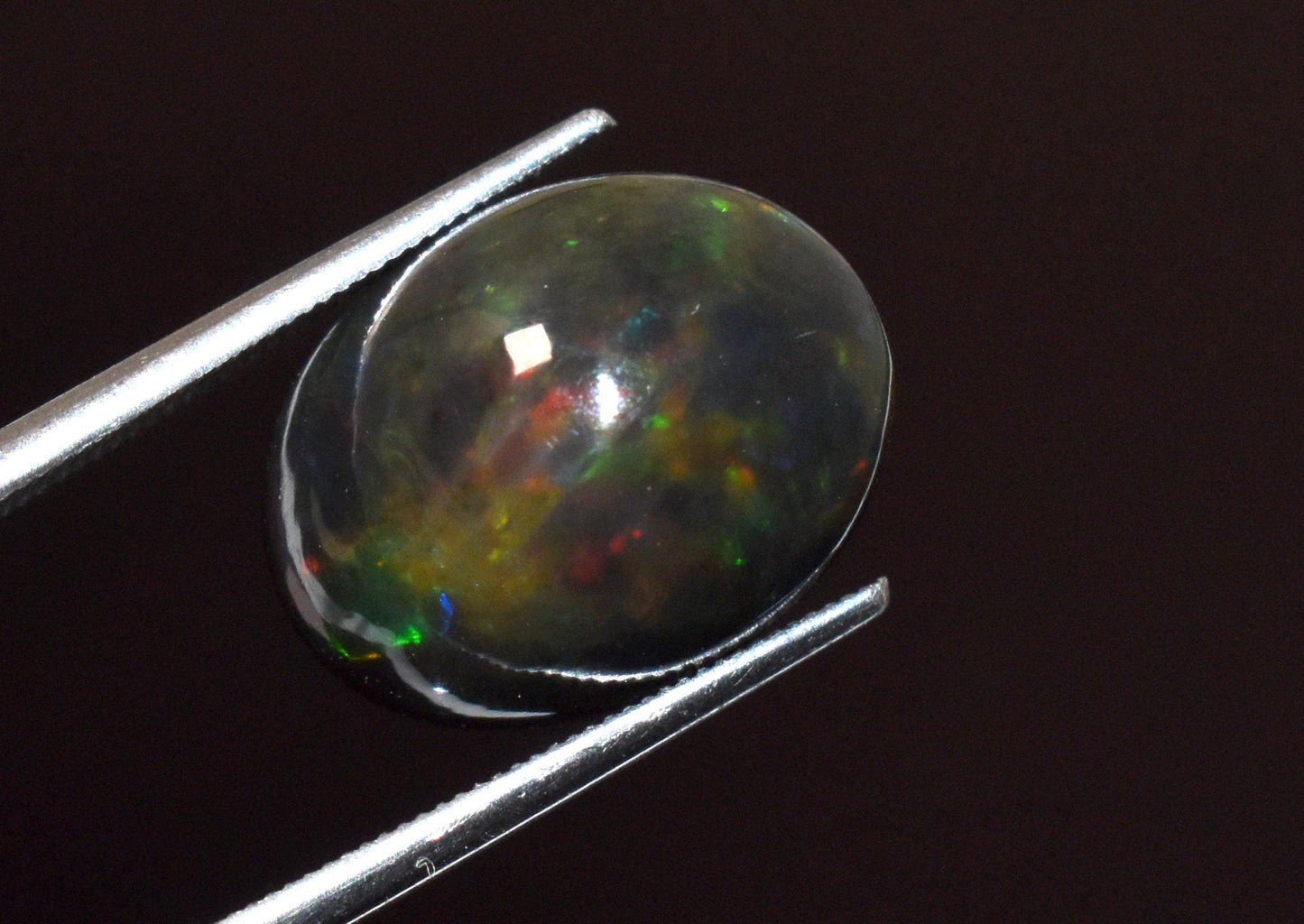 Opal, Natural Black Ethiopian Opal, Oval Welo Fire Cabochon Loose Gemstone, 4.55 Crt, Size-11x14x7mm, For Jewelry Making, Gift For Her,