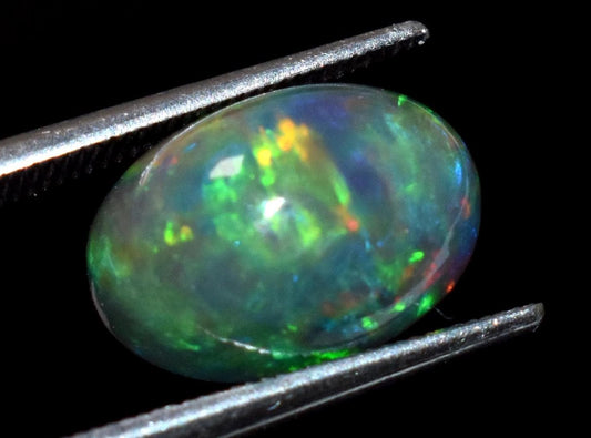 Genuine & Natural Black Ethiopian Opal, Oval Welo Fire Cabochon Loose Gemstone, 2.65 Crt, Size-8x11.5x6.5mm, For Jewelry Making,