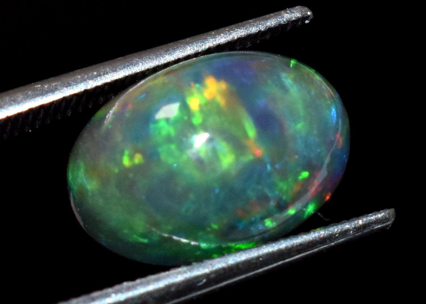 Genuine & Natural Black Ethiopian Opal, Oval Welo Fire Cabochon Loose Gemstone, 2.65 Crt, Size-8x11.5x6.5mm, For Jewelry Making,