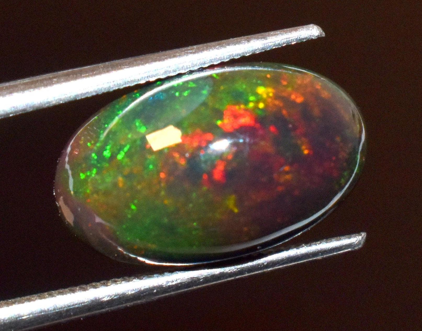 Opal, Natural Black Ethiopian Opal, Oval Welo Fire Cabochon Loose Gemstone, 3.20 Crt, Size-8x13x6mm, For Jewelry Making,