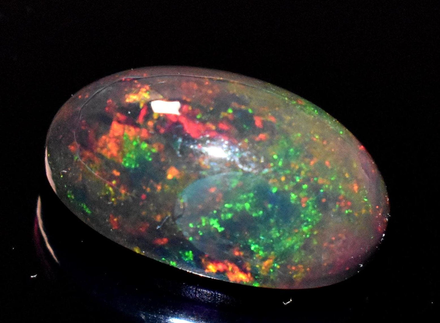 Opal, Natural Black Ethiopian Opal, Oval Welo Fire Cabochon Loose Gemstone, 3.20 Crt, Size-8x13x6mm, For Jewelry Making,