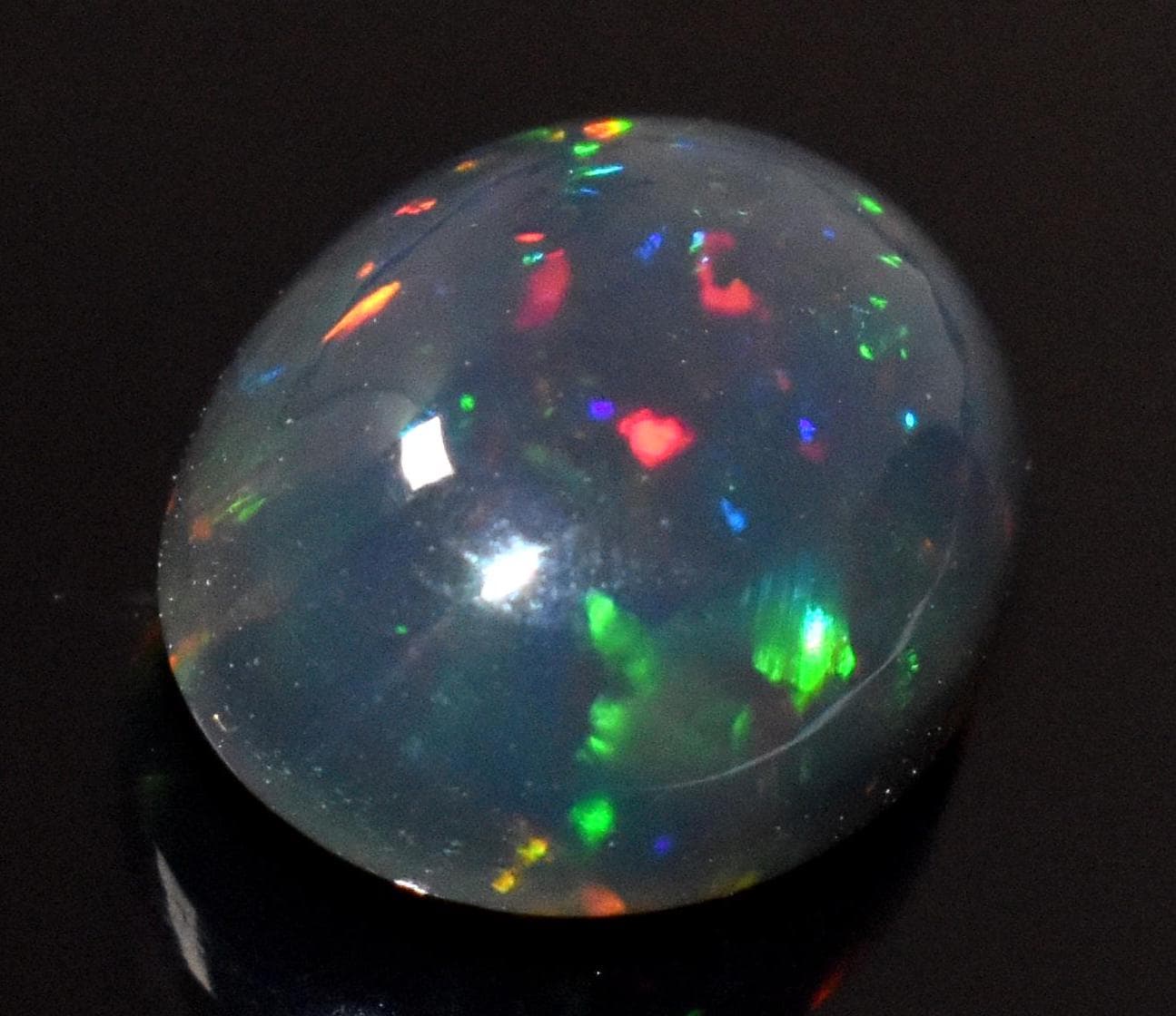 Genuine & Natural Black Ethiopian Opal, Oval Welo Fire Cabochon Loose Gemstone, 2.60 Crt, Size-9x11x5.5mm, For Jewelry Making,