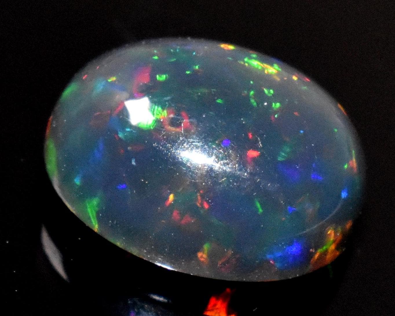 Genuine & Natural Black Ethiopian Opal, Oval Welo Fire Cabochon Loose Gemstone, 2.60 Crt, Size-9x11x5.5mm, For Jewelry Making,