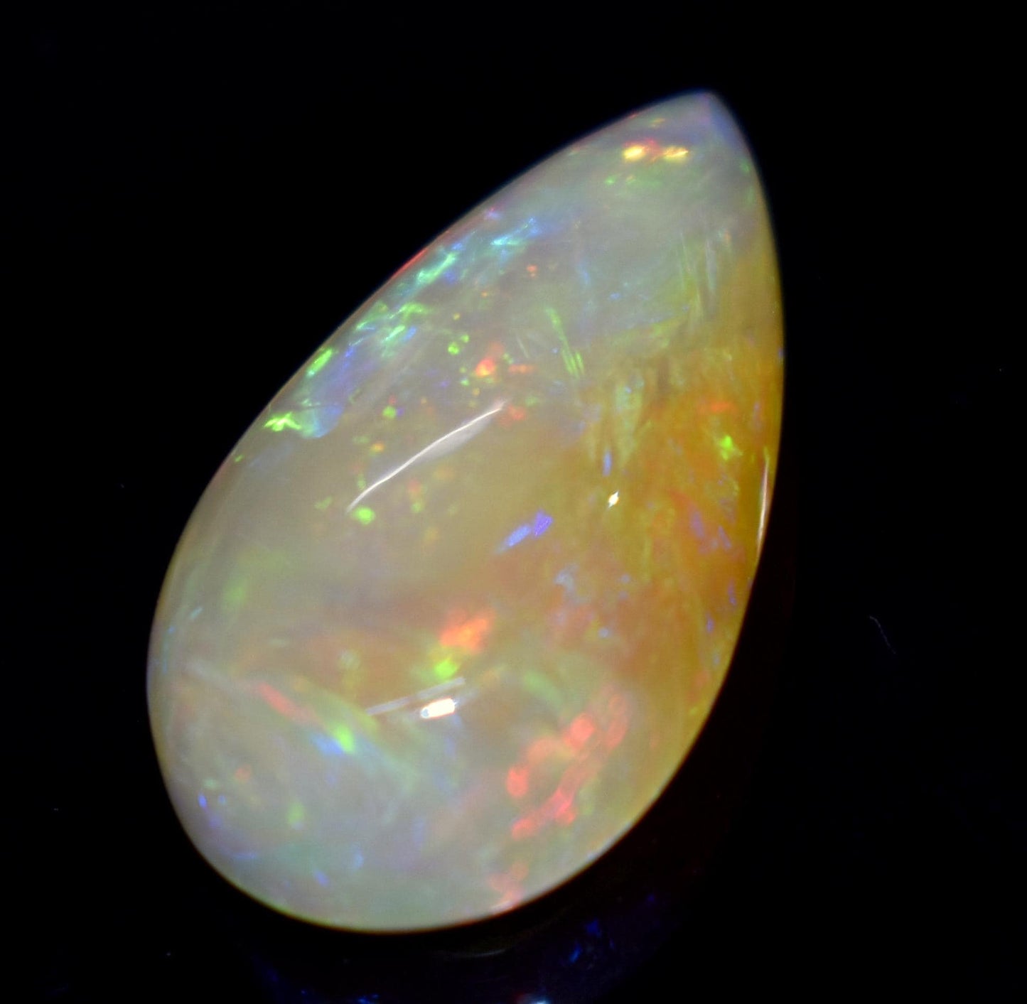 Opal, Natural Ethiopian Opal, Pear Welo Fire Cabochon Loose Gemstone, 10.25 Carat, Size-24x13x7mm, For Jewelry Making, PC-1