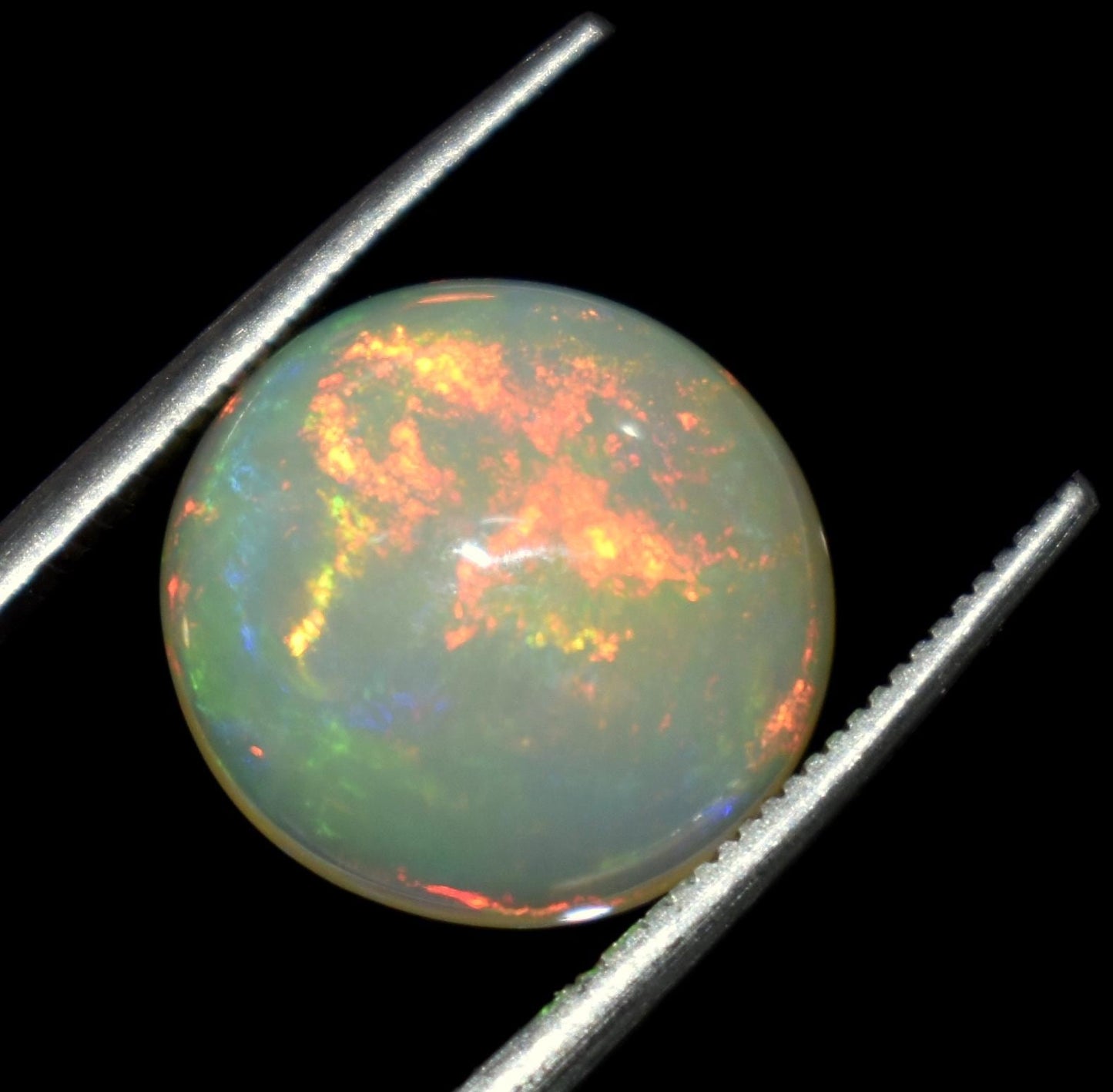 Genuine & 100% Natural Ethiopian Opal, Round Welo Fire Cabochon Loose Gemstone, 3.55 Carat, Size-12x12x4.5mm, For Jewelry Making, PC-1