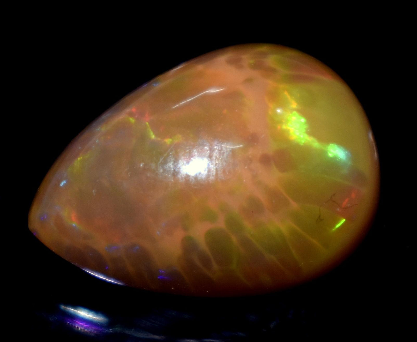 Opal, 100% Natural Ethiopian Opal, Pear Welo Fire Cabochon Loose Gemstone, 7.85 Carat, Size-17x12x8mm, For Jewelry Making, PC-1