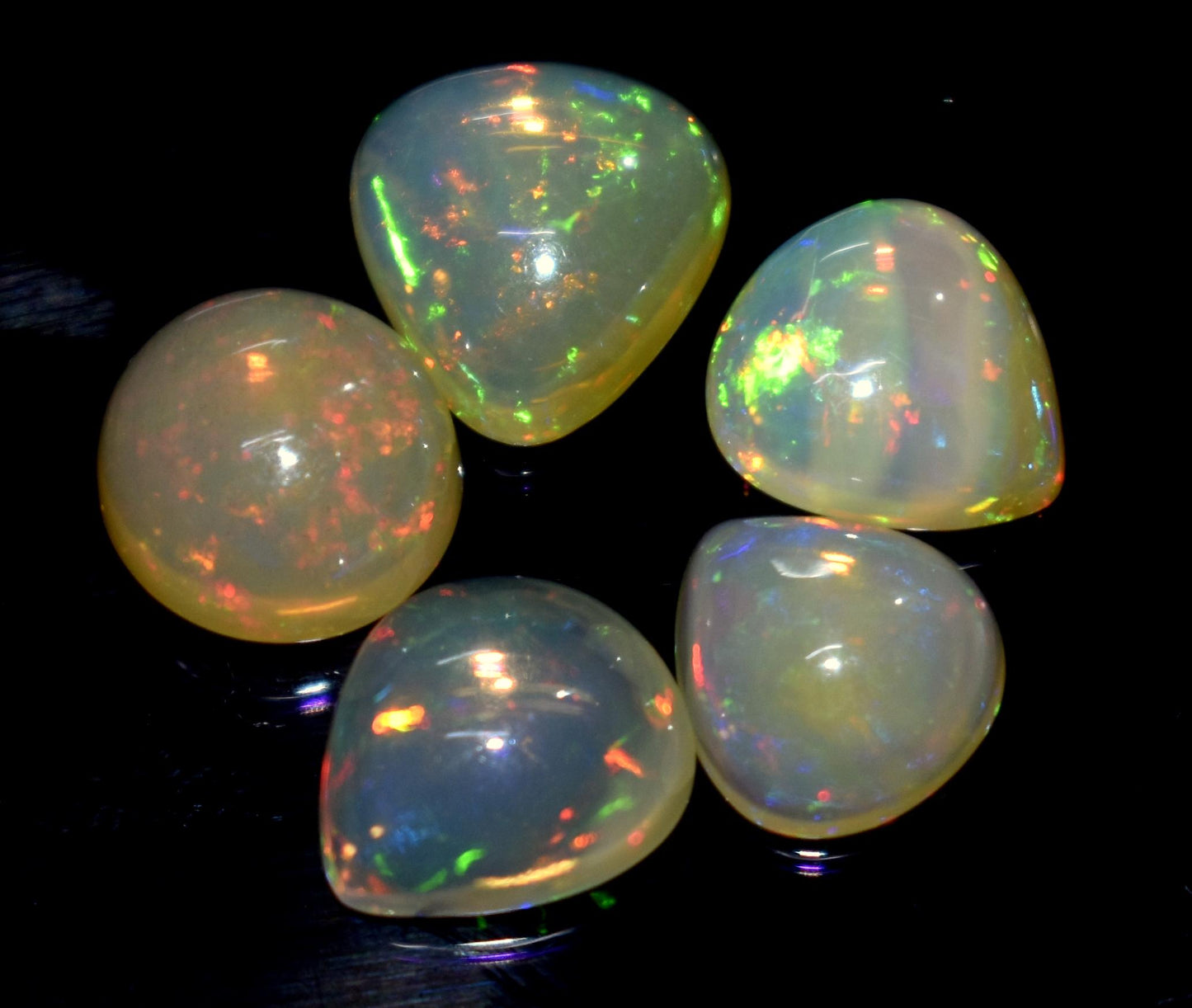 100% Natural Ethiopian Opal, Mix Shape Welo Fire Cabochon Gemstone Lot, 13.50 Carat, Size-12x11x5mm To 10x9x4mm, For Jewelry Making,