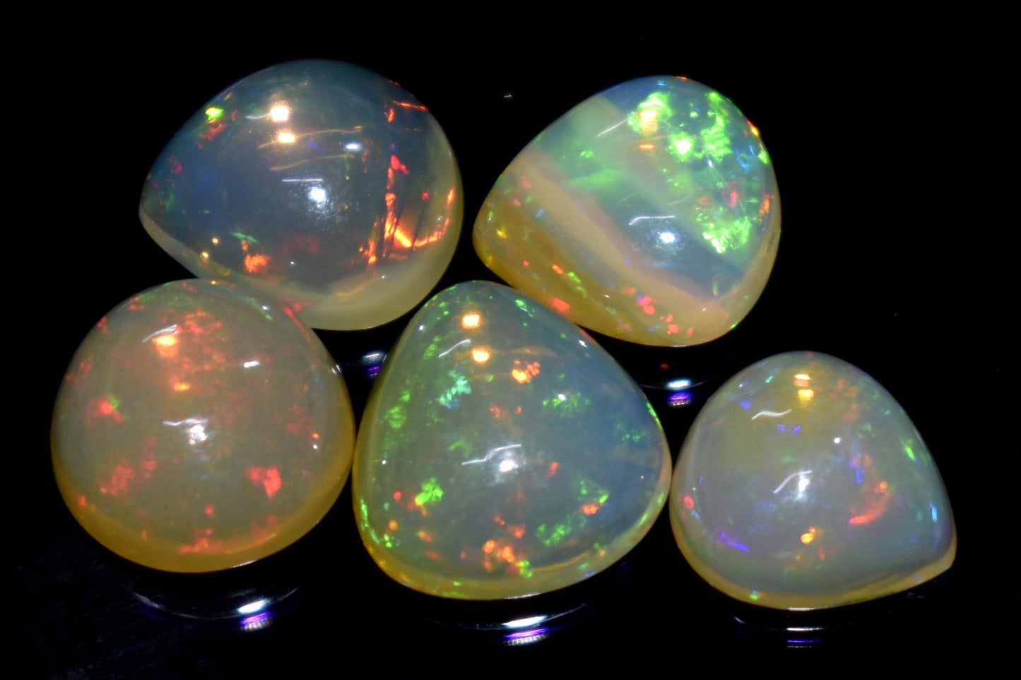 100% Natural Ethiopian Opal, Mix Shape Welo Fire Cabochon Gemstone Lot, 13.50 Carat, Size-12x11x5mm To 10x9x4mm, For Jewelry Making,