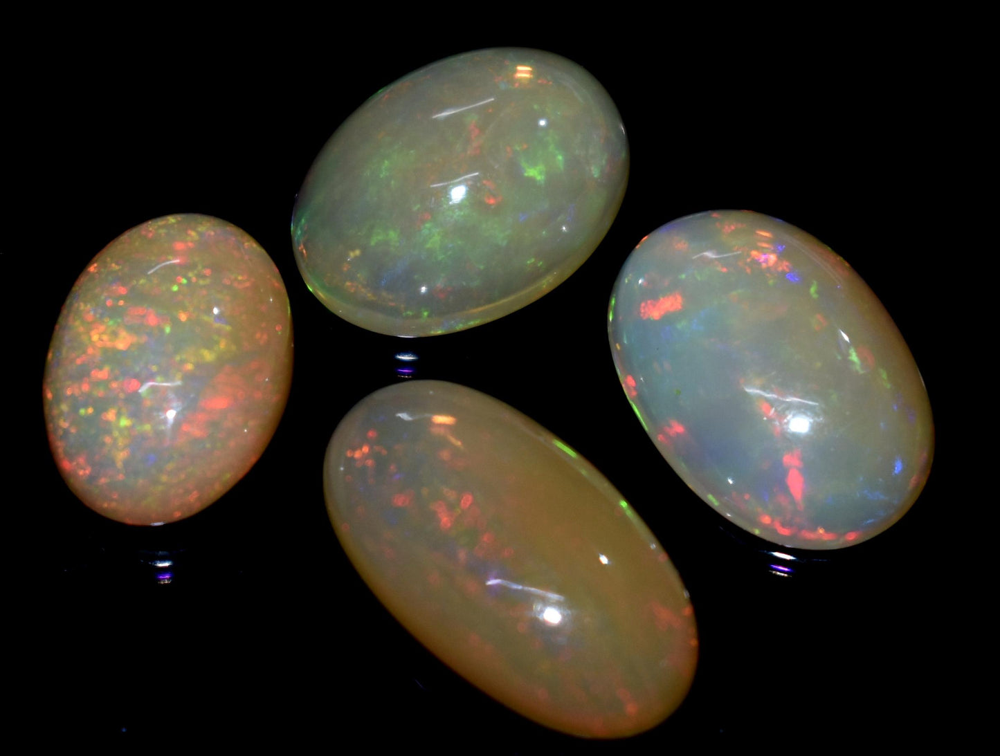 Opal, 100% Natural Ethiopian Opal, Oval Welo Fire Cabochon Gemstone Lot, 13.00 Carat, Size-12x9x5mm To 16x9x5mm, For Jewelry Making,