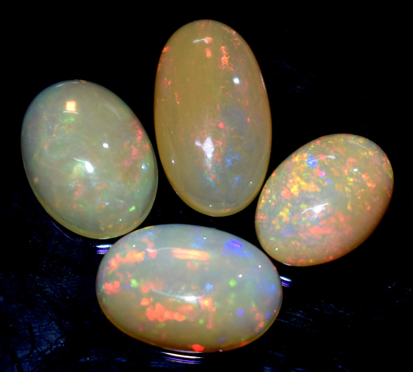 Opal, 100% Natural Ethiopian Opal, Oval Welo Fire Cabochon Gemstone Lot, 13.00 Carat, Size-12x9x5mm To 16x9x5mm, For Jewelry Making,