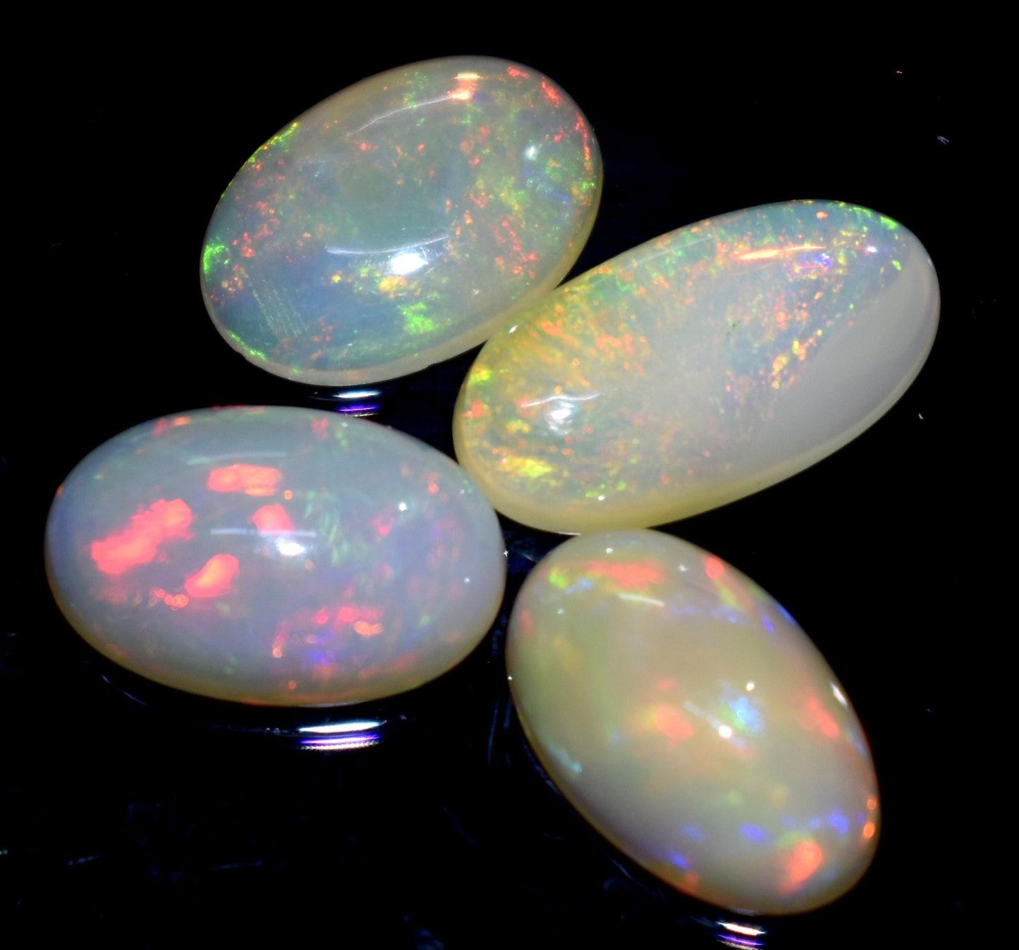 Opal, 100% Natural Ethiopian Opal, Oval Welo Fire Cabochon Gemstone Lot, 10.60 Carat, Size-15x8x4mm To 13x9x3mm, For Jewelry Making, PC-4