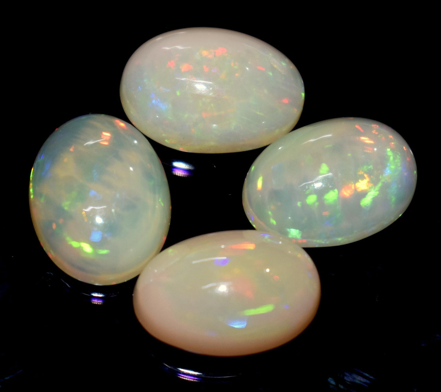 Opal, 100% Natural Ethiopian Opal, Oval Welo Fire Cabochon Gemstone Lot, 3.85 Carat, Size-14x9x5mm To 13x9x6mm, For Jewelry Making, PC-4