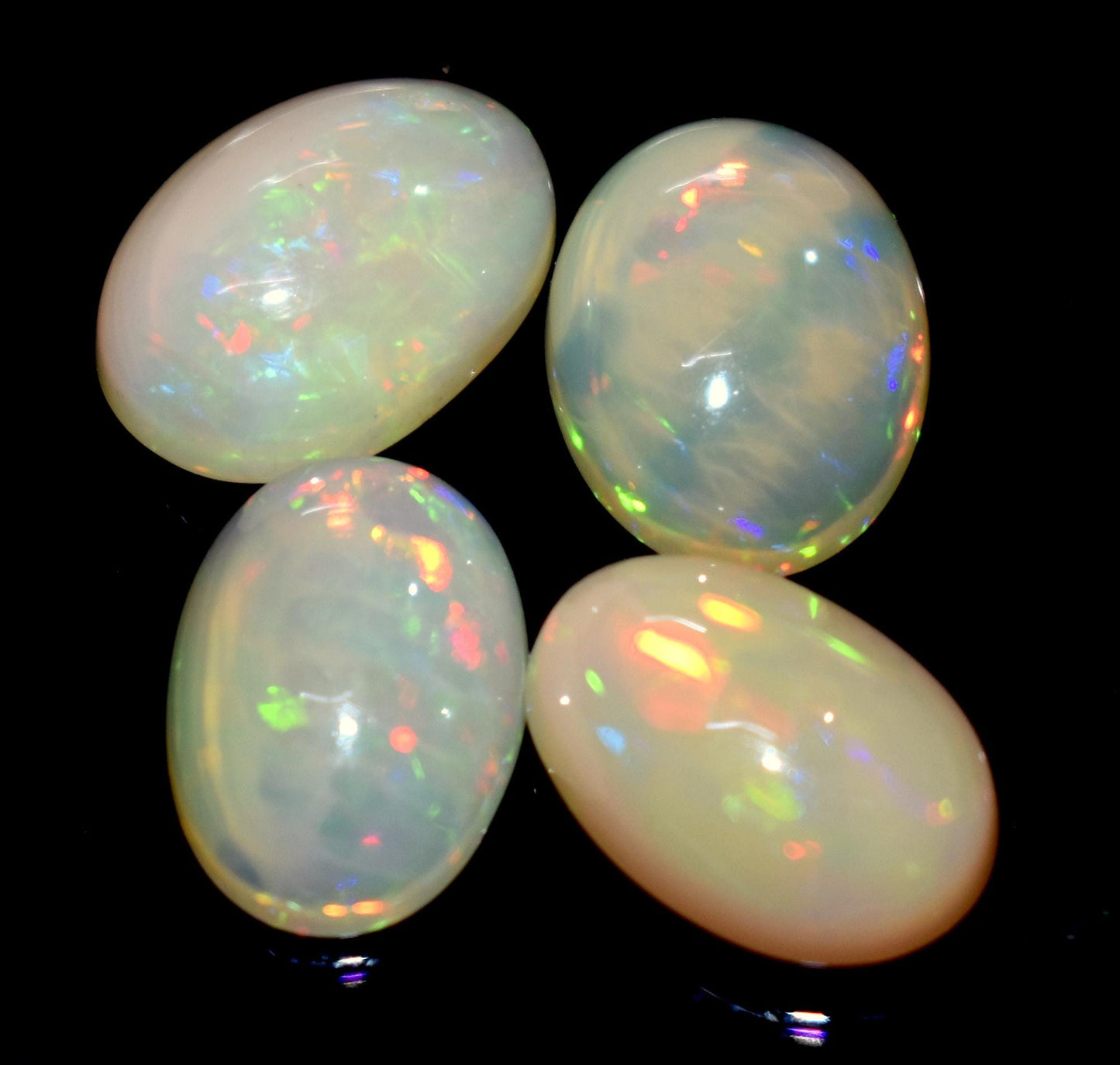 Opal, 100% Natural Ethiopian Opal, Oval Welo Fire Cabochon Gemstone Lot, 3.85 Carat, Size-14x9x5mm To 13x9x6mm, For Jewelry Making, PC-4