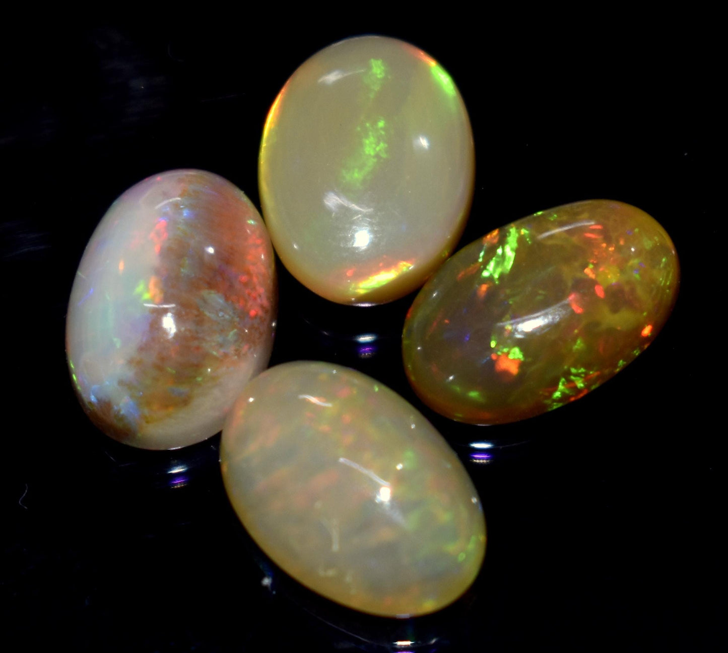 100% Natural Ethiopian Opal, Oval Welo Fire Cabochon Gemstone Lot, 11.50 Carat, Size-15x8x4mm To 12x9x5mm, For Jewelry Making, PC-4