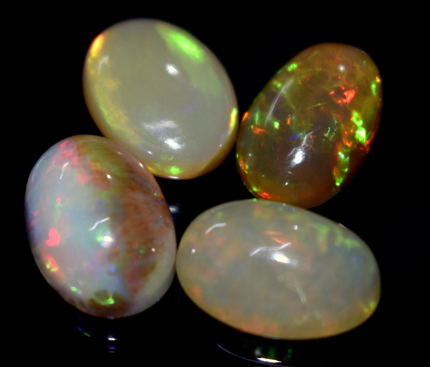 100% Natural Ethiopian Opal, Oval Welo Fire Cabochon Gemstone Lot, 11.50 Carat, Size-15x8x4mm To 12x9x5mm, For Jewelry Making, PC-4