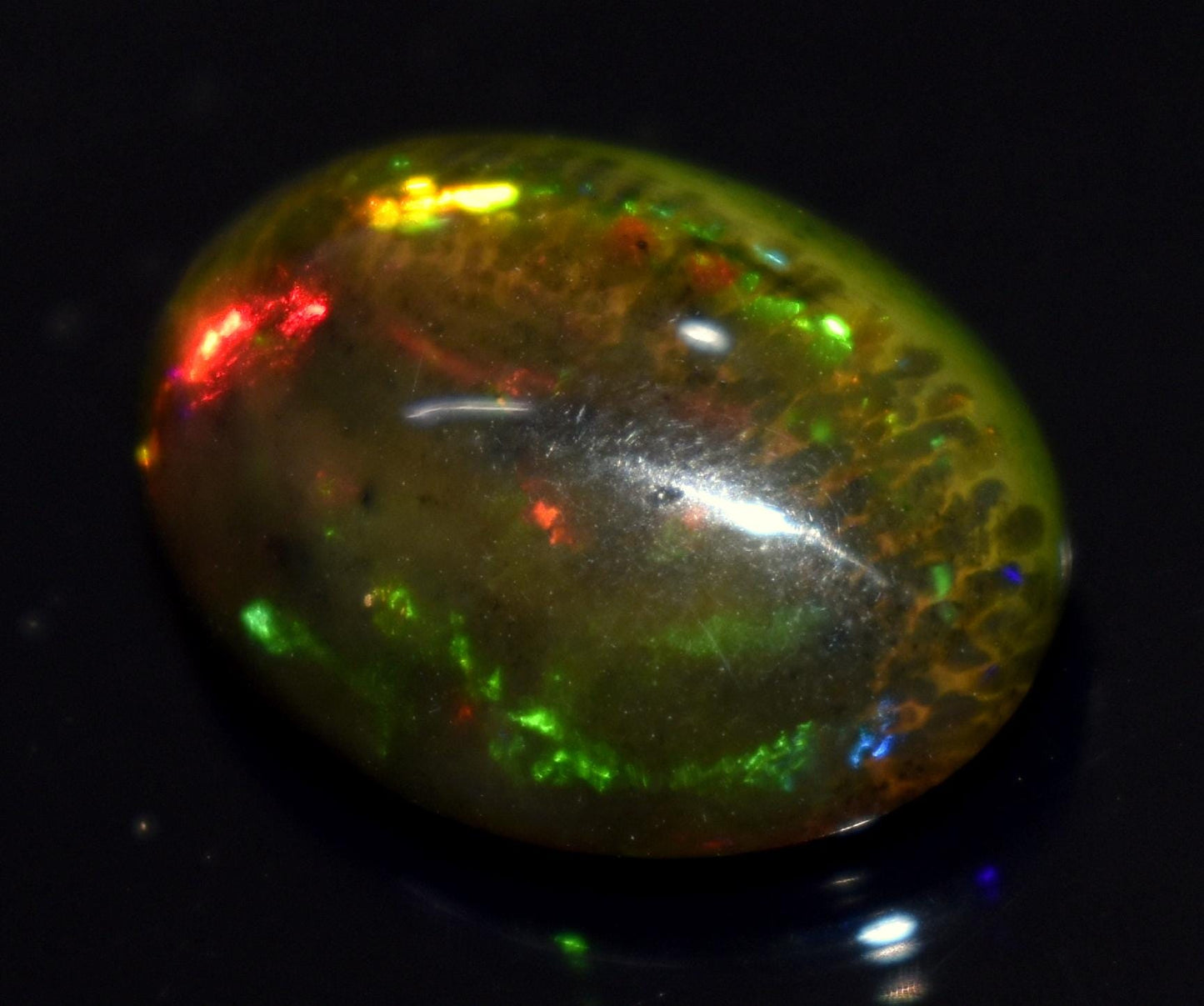 Opal, Natural Black Ethiopian Opal, Oval Welo Fire Cabochon Loose Gemstone, 7.15 Carat, Size-13x17x7mm, For Jewelry Making, PC-1