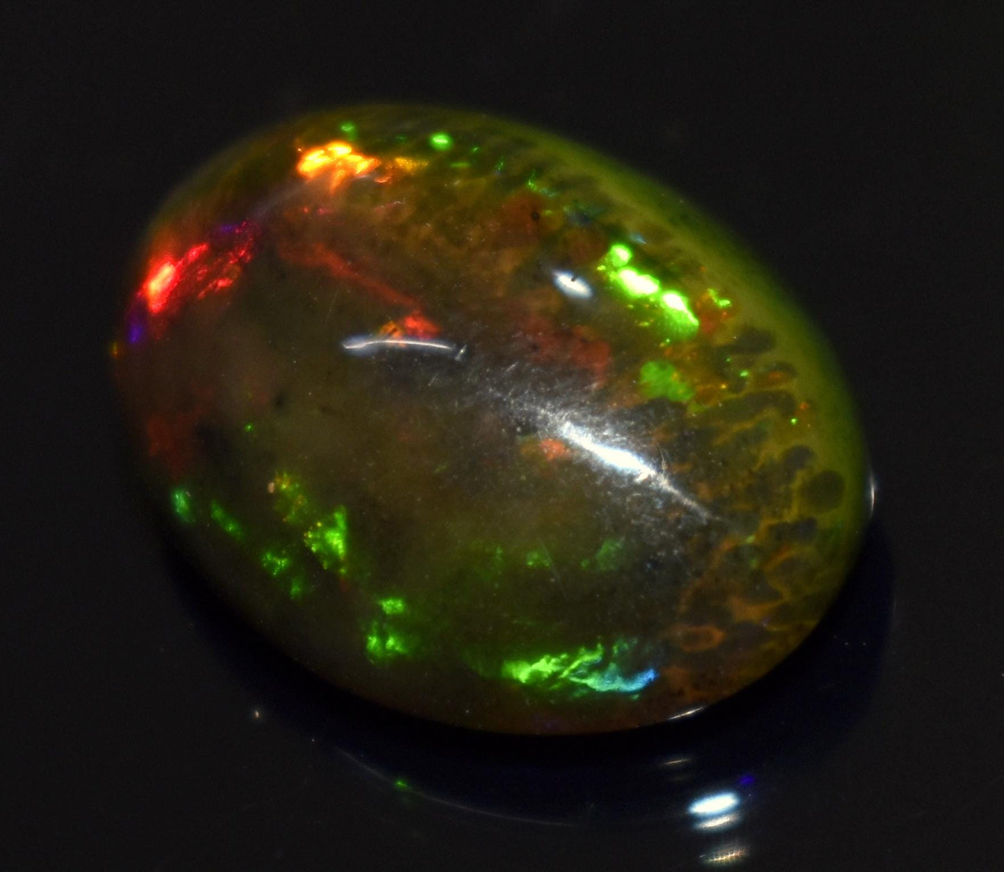 Opal, Natural Black Ethiopian Opal, Oval Welo Fire Cabochon Loose Gemstone, 7.15 Carat, Size-13x17x7mm, For Jewelry Making, PC-1