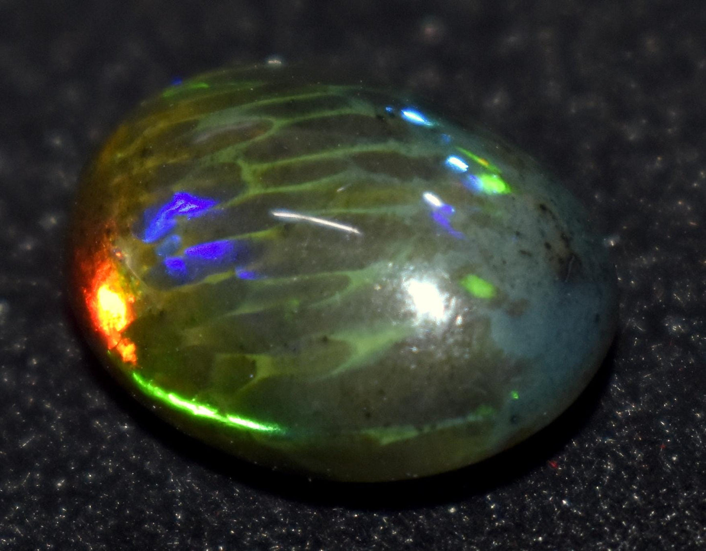 100% Natural Black Opal, Oval Welo Fire Cabochon Loose Gemstone, 6.10 Carat, Size-12X15.5X7mm, For Jewelry Making, PC-1