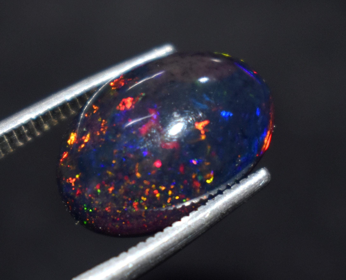 Genuine & 100% Natural Black Opal, Oval Welo Fire, Cabochon Loose Gemstone, 3.00 Ct, Size-10x13.5x5mm, For Jewelry Making, Gift For Her,