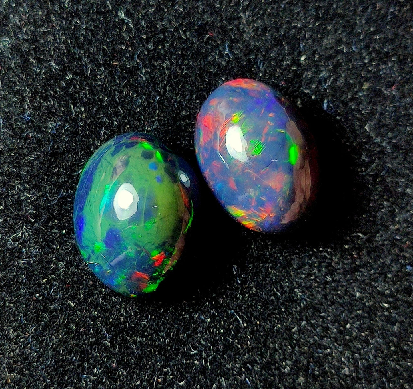 AAA++ Natural Black Opal, Ethiopian Opal Welo Black Opal, Oval Cabochon Gemstone Lot, 8.10 Carat, Size-13x9.5x7.5mm To 11x13.5x7.5mm,