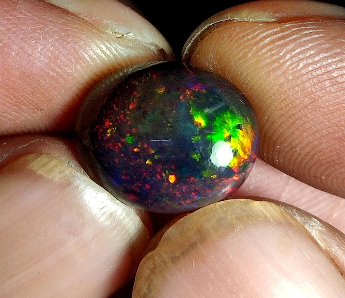 AAA++ Natural Black Opal, Ethiopian Opal Welo Black Opal, Oval Cabochon Loose Gemstone, 4.90 Carat, Size-15x12x6.5mm, For Jewelry Making