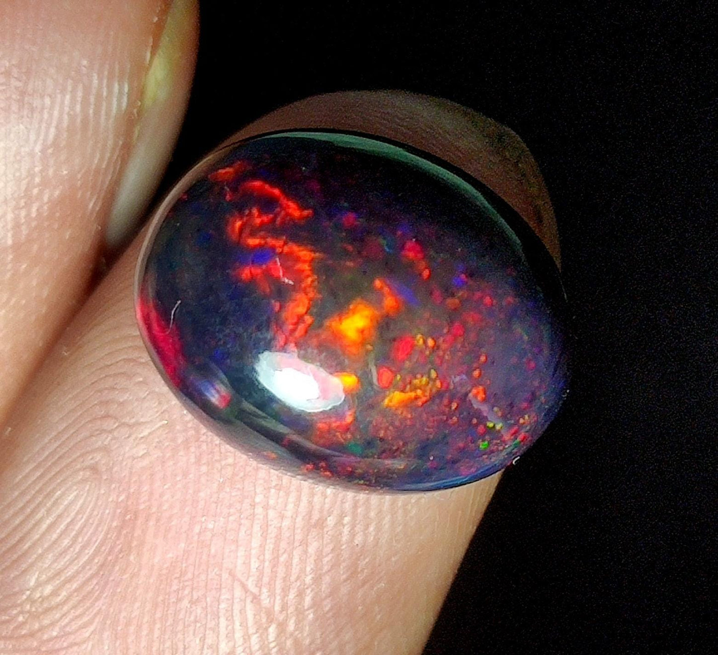 AAA++ Natural Black Opal, Ethiopian Opal Welo Black Opal, Oval Cabochon Loose Gemstone, 4.90 Carat, Size-15x12x6.5mm, For Jewelry Making