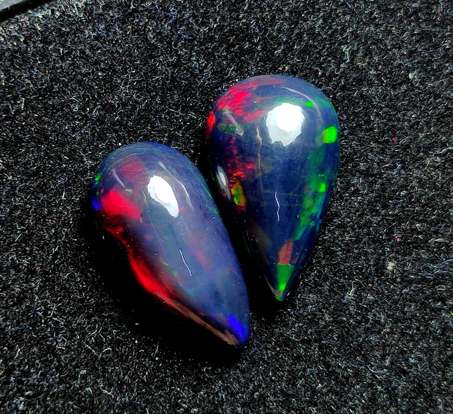 AAA++ Natural Black Opal, Ethiopian Opal Welo Black Opal, Pear Cabochon Gemstone Lot, 7.70 Carat, Size-17.5x19.5x6mm To 17x10x6mm,