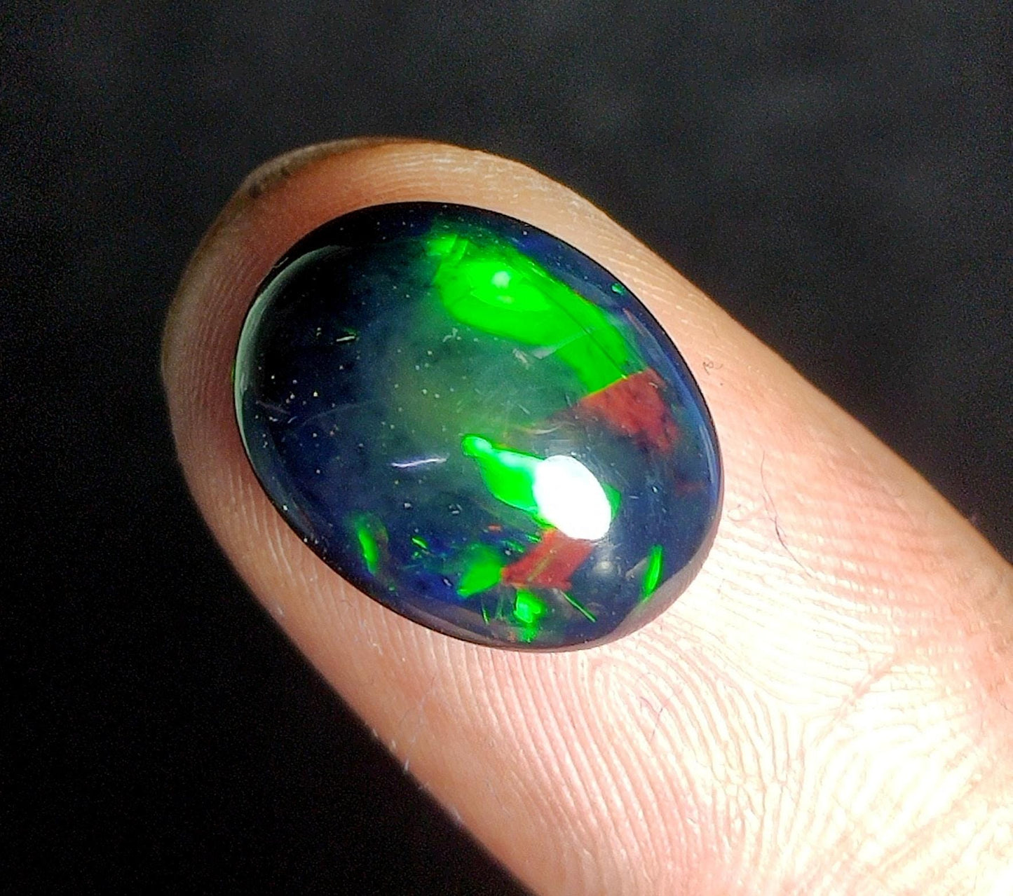 AAA++ Natural Black Opal, Ethiopian Opal Welo Black Opal, Oval Cabochon Loose Gemstone, 3.40 Carat, Size-15x12x5.5mm, For Jewelry Making