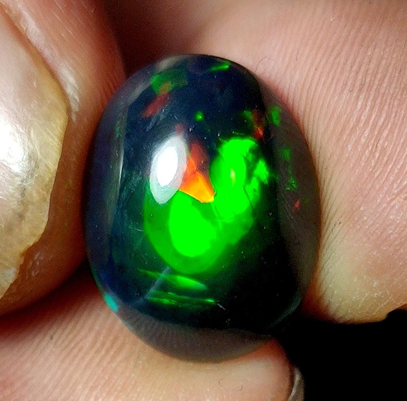 AAA++ Natural Black Opal, Ethiopian Opal Welo Black Opal, Oval Cabochon Loose Gemstone, 3.40 Carat, Size-15x12x5.5mm, For Jewelry Making