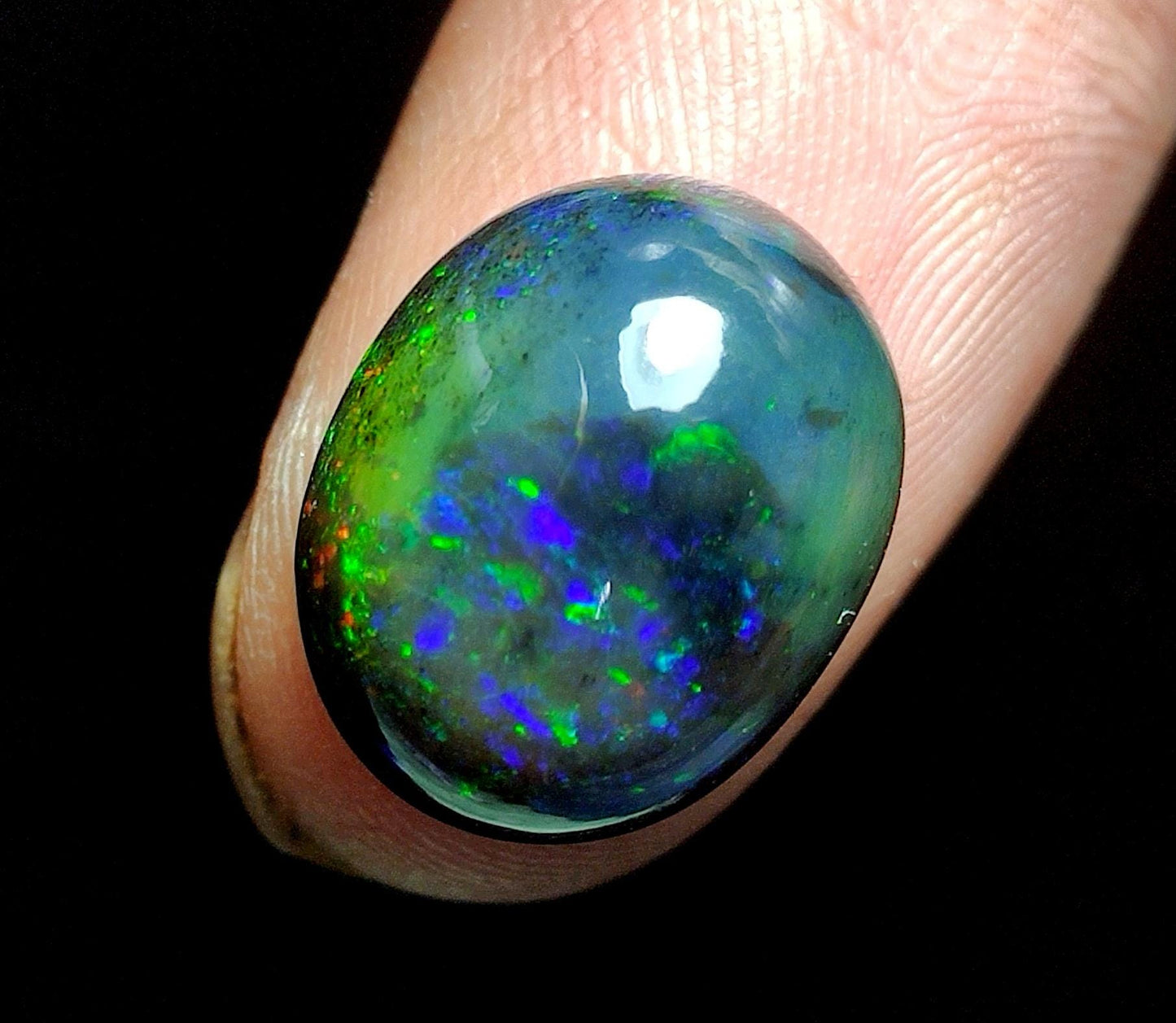 AAA++ Natural Black Opal, Ethiopian Opal Welo Black Opal, Oval Cabochon Loose Gemstone, 8.10 Carat, Size-15.5x12.5x8mm, For Jewelry Making