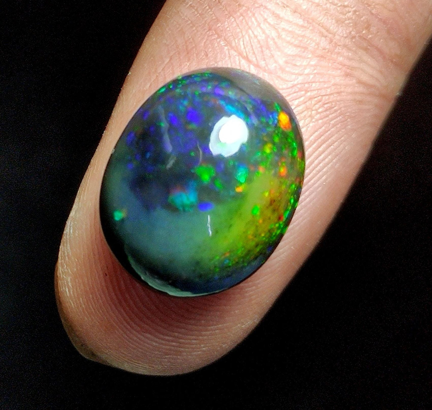 AAA++ Natural Black Opal, Ethiopian Opal Welo Black Opal, Oval Cabochon Loose Gemstone, 8.10 Carat, Size-15.5x12.5x8mm, For Jewelry Making