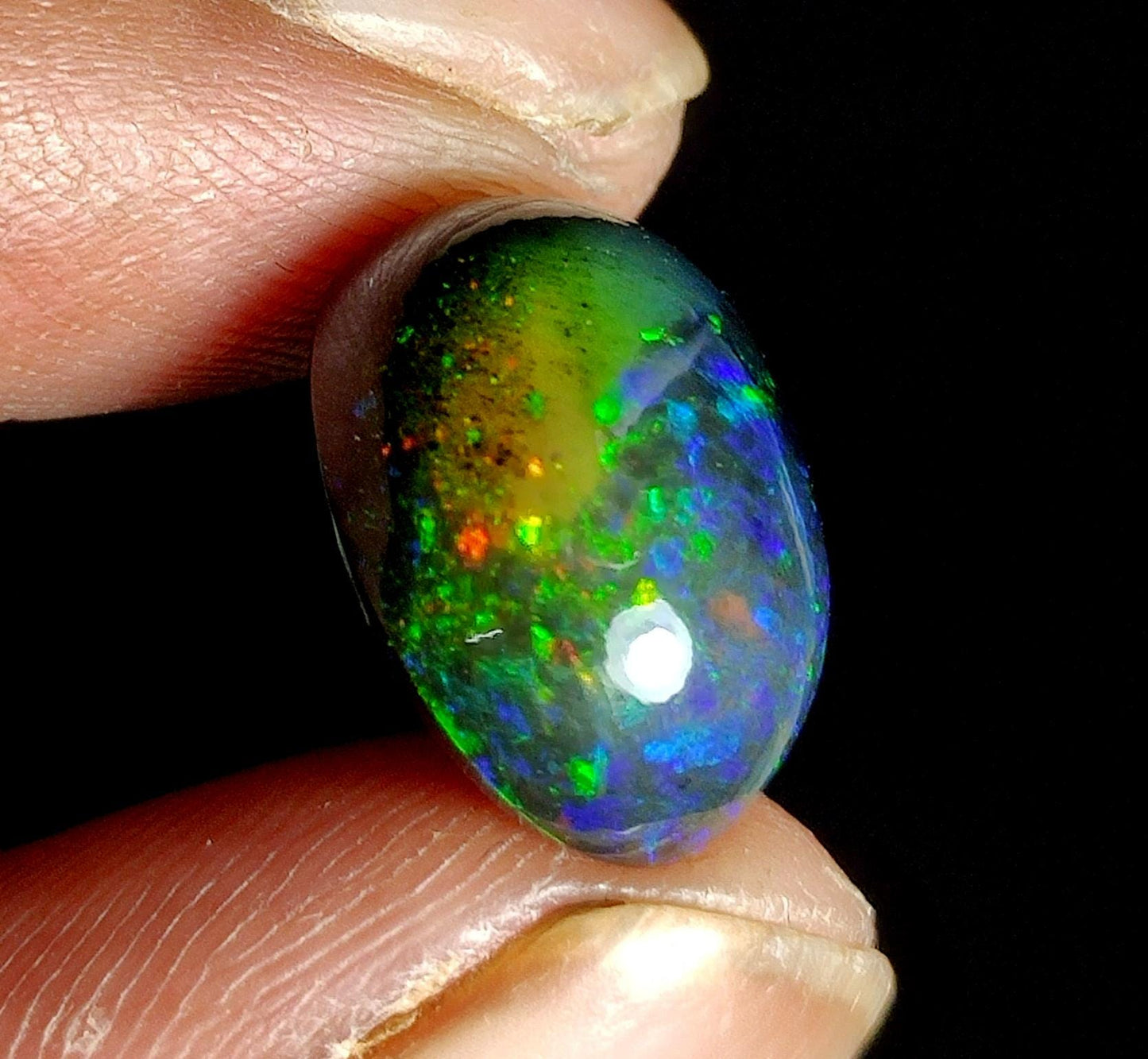 AAA++ Natural Black Opal, Ethiopian Opal Welo Black Opal, Oval Cabochon Loose Gemstone, 8.10 Carat, Size-15.5x12.5x8mm, For Jewelry Making