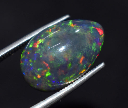 Genuine & 100% Natural Black Ethiopian Opal-Pear Welo Fire Cabochon- Loose Gemstone-6.00 Carat-Size-12x17.5x6.5mm-For Making Jewelry