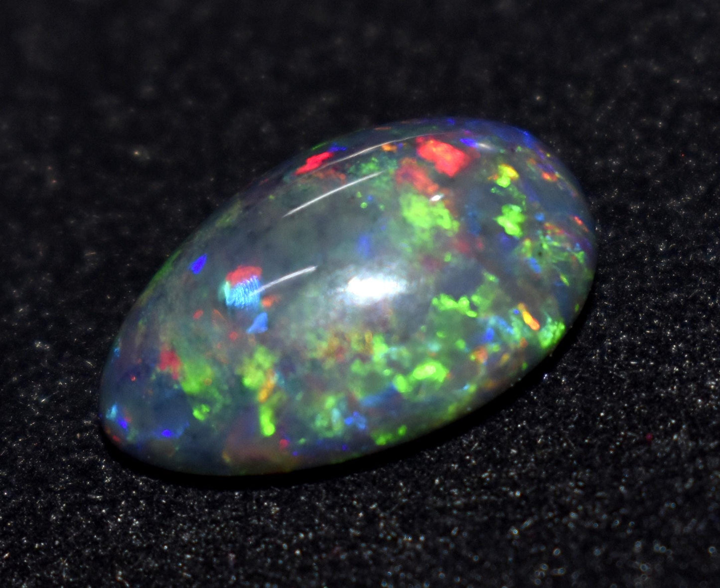 Genuine & 100% Natural Black Ethiopian Opal-Pear Welo Fire Cabochon- Loose Gemstone-6.00 Carat-Size-12x17.5x6.5mm-For Making Jewelry