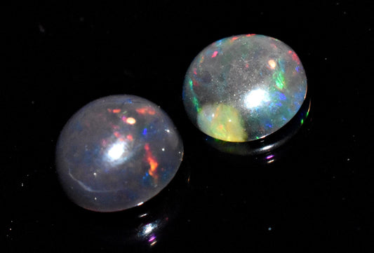 Opal, Natural Black Ethiopian Opal, Round Welo Fire Cabochon Gemstone Lot, 2.95 Ct, Size-8.5x8.5x3mm To 8.5x8.5x5mm, For Jewelry Making,