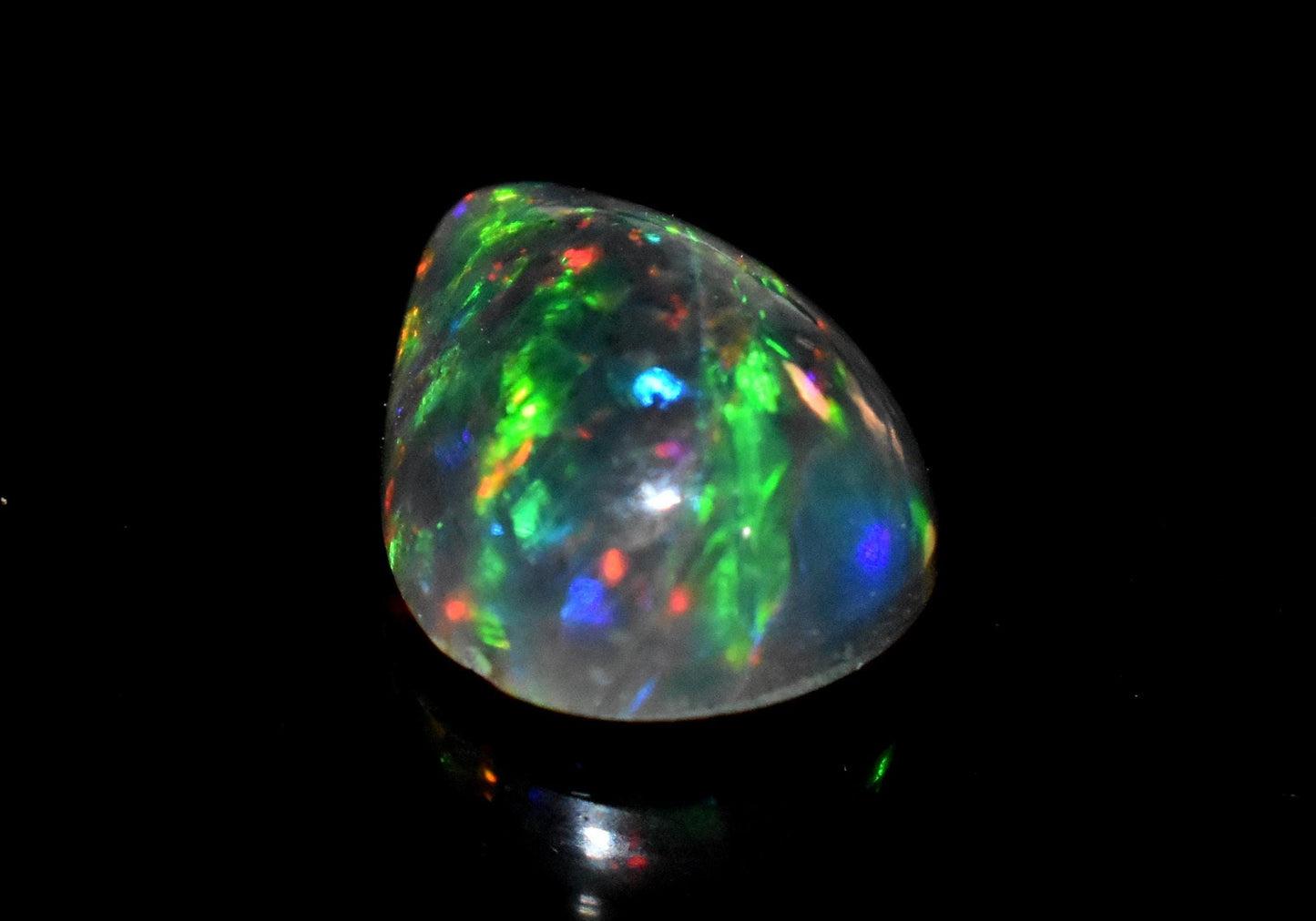 100% Natural Black Opal, Ethiopian Welo Fire Opal, Pear Cabochon Loose Gemstone, 2.30 Carat, Size-9x12.5x5.5mm, For Jewelry Making,