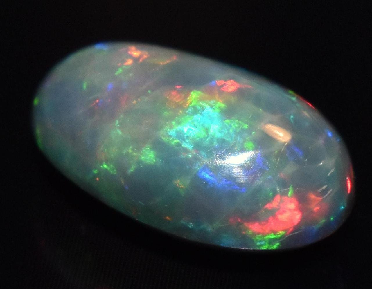 Opal, Natural Black Opal, Ethiopian Welo Fire Opal, Oval Cabochon Loose Gemstone, 2.70 Carat, Size-8.5x13x5.5mm, For Jewelry Making,