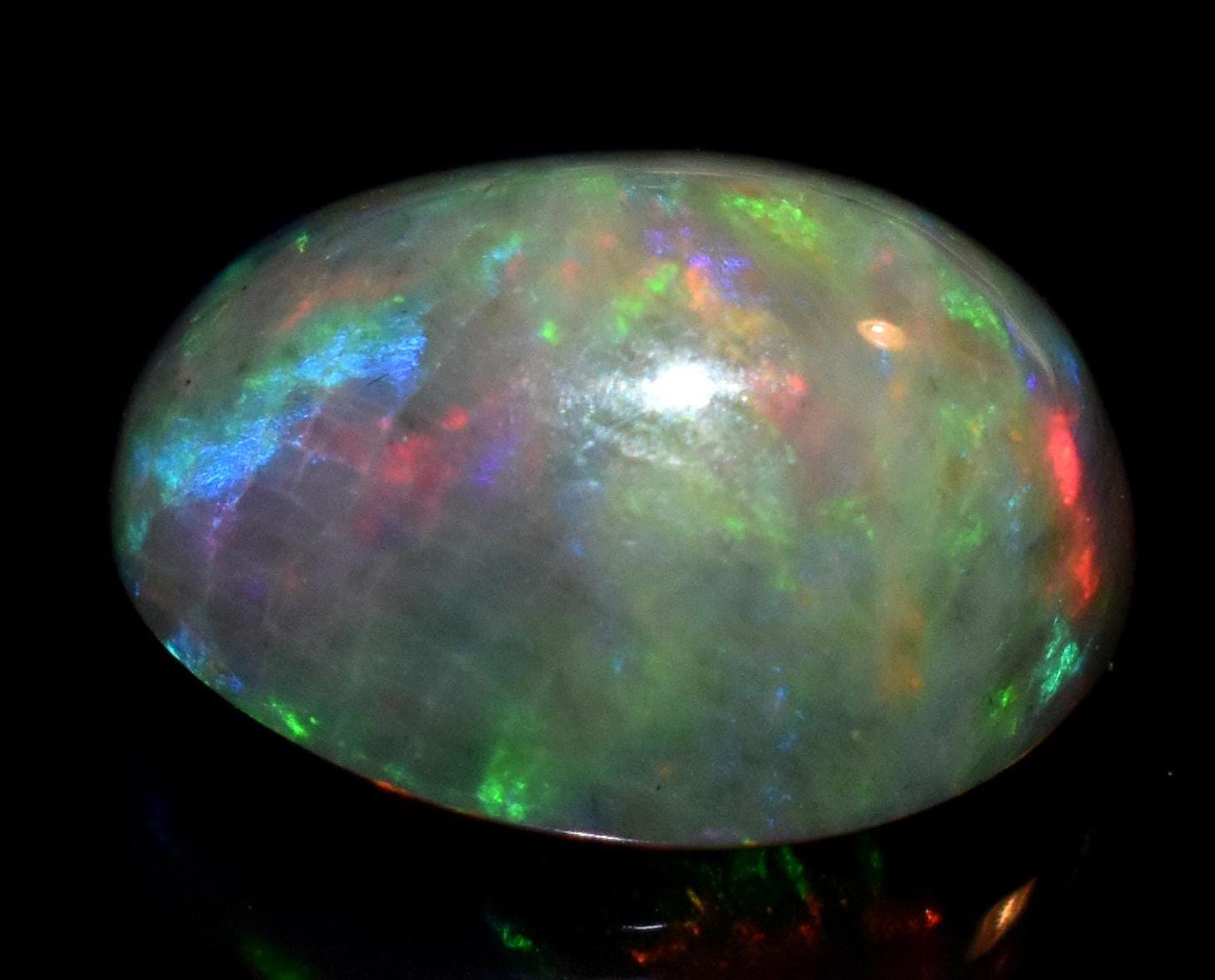 Opal, Natural Black Opal, Ethiopian Welo Fire Opal, Oval Cabochon Loose Gemstone, 4.20 Carat, Size-10x12.5x6.5mm, For Jewelry Making,